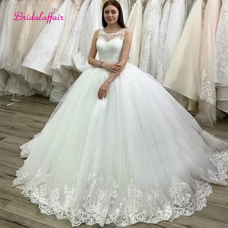 

Белое Кружевное бальное платье с аппликацией, свадебные платья, Роскошные свадебные платья со шнуровкой сзади, платье невесты 2020