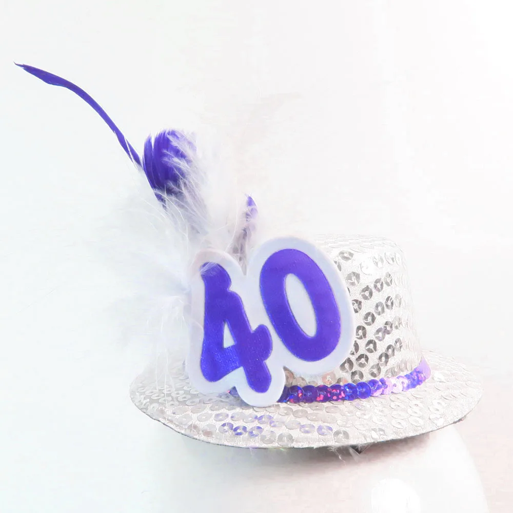 

2021 new design Fashion zebra mini fedora hat on hair clips glitter 21 30 40 50 birthday anniversary novelty feather decoration