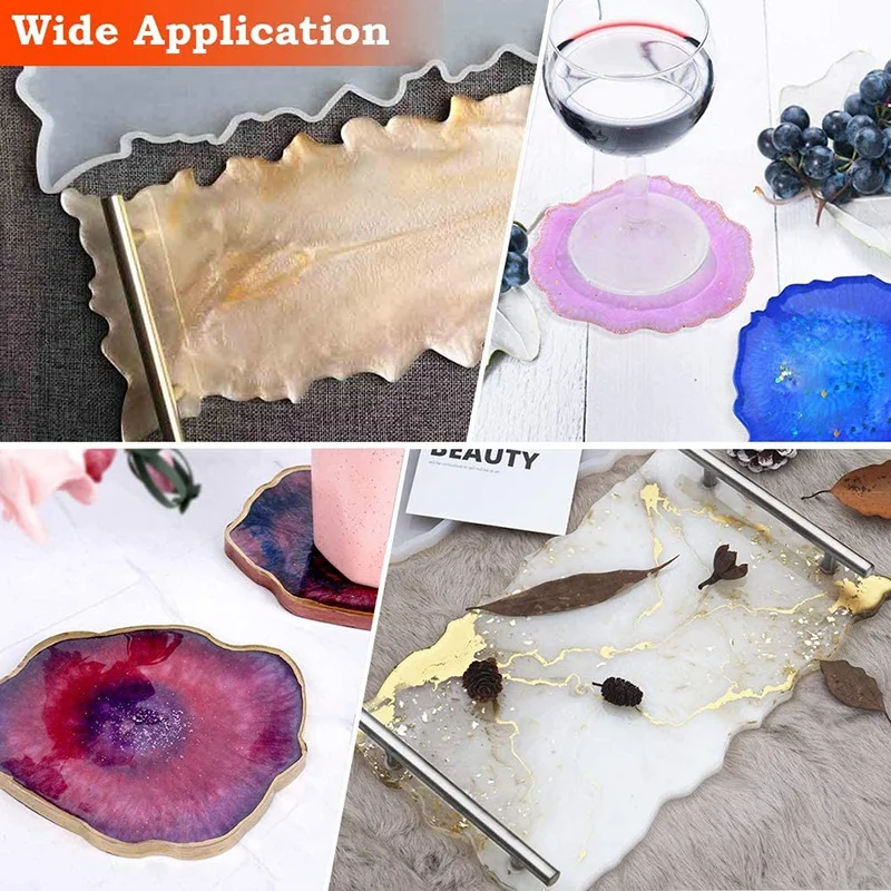 Поднос из силиконовой смолы и формы для горки 2 шт. Серебристые ручки пресс