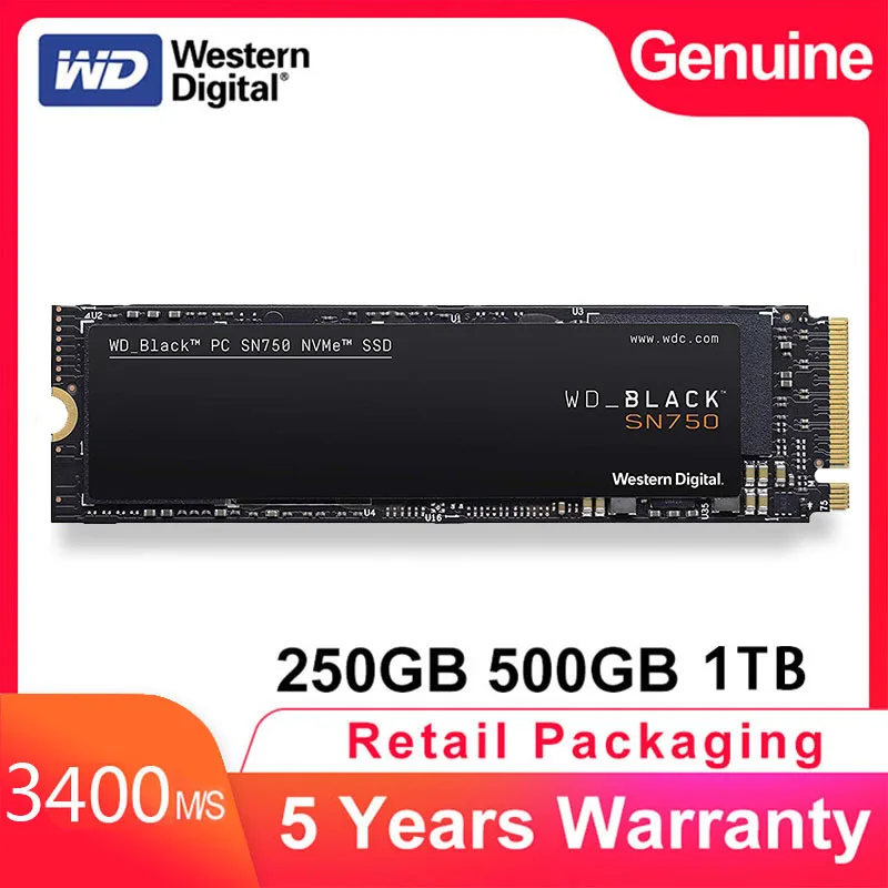Внутренний твердотельный накопитель Western Digital M2 WD Black SN750 SSD ТБ 250 ГБ 500 Гб M.2 2280 NVMe Gen3