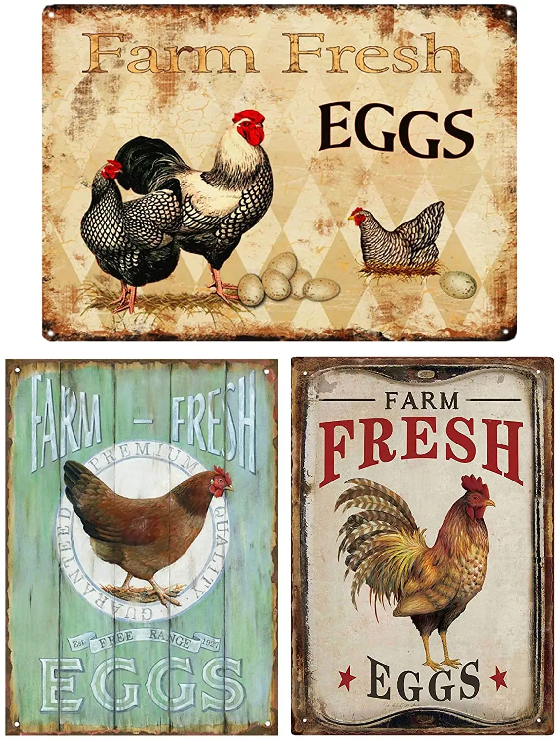 

Farm Fresh Chicken Egg Coop Country Tin Signs
