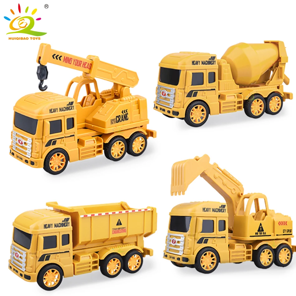 HUIQIBAO Diecast Car Engineering Model Excavator Crane Dump Truck Garbage Vehicle Classic City Construction Children Toy for Boy aosst children s engineering vehicle model toy mixer truck excavator boy girl imitation inertia children s toy alloy toy store
