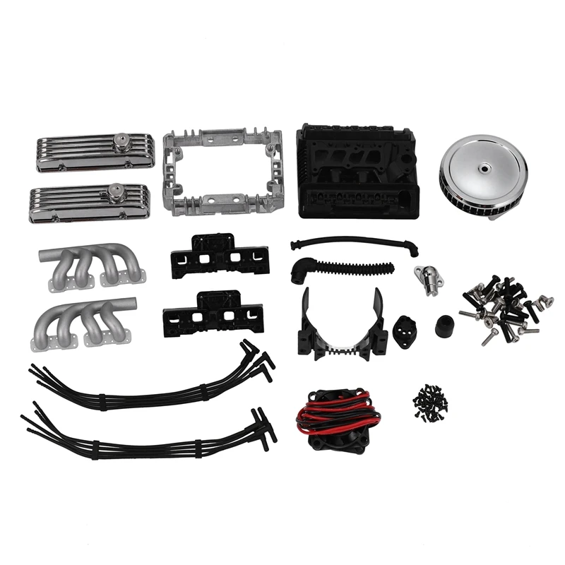 Классический V8 Радиатор вентилятора двигателя с имитацией для 1/10 RC гусеничного