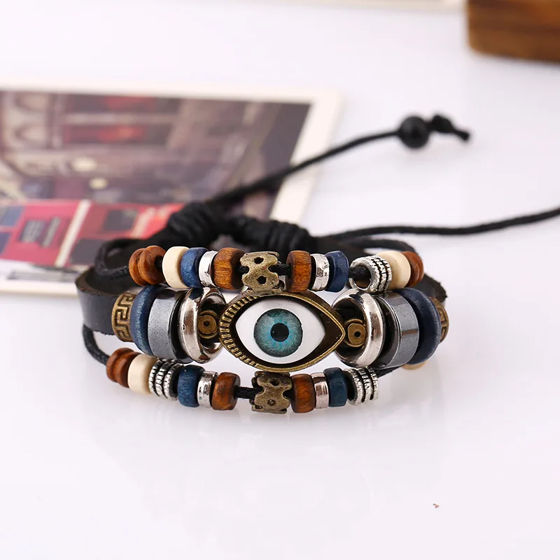 

Evil eye bracelet with the eye of horus fashion punk bracelet with men and women lovers bracelet