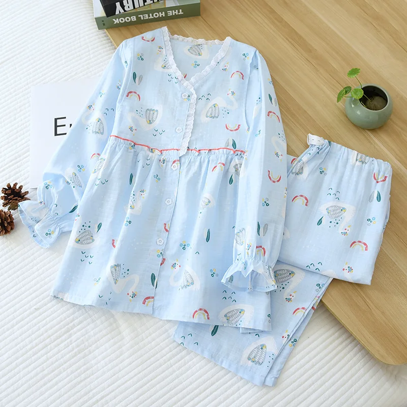 

New Double Gauze Confinement Clothes for Pregnant Women Postpartum Breastfeeding and Nursing Daily Clothes Bata Maternidad