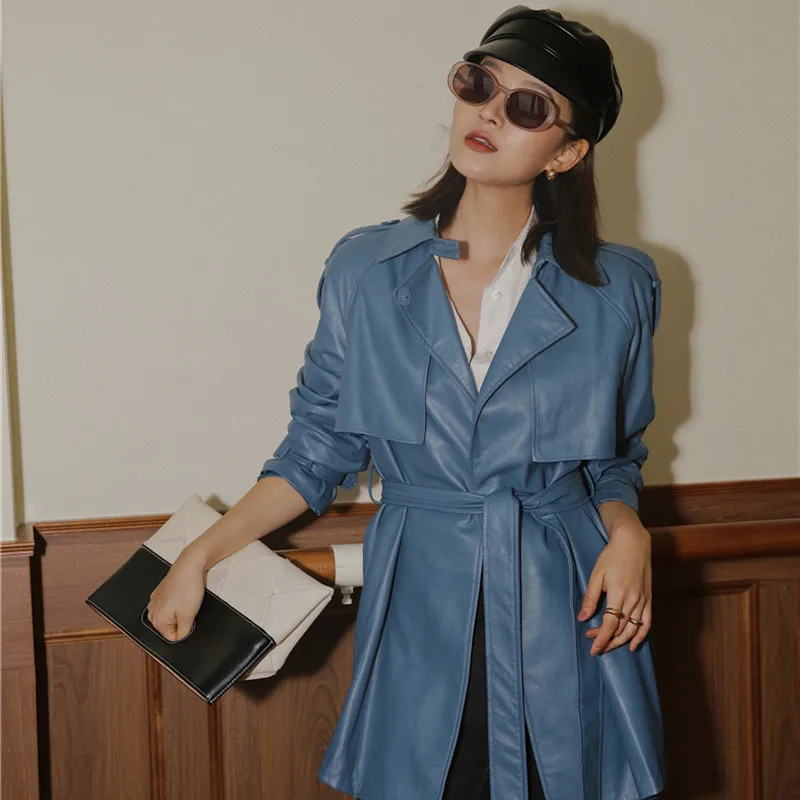 LANMREM 2020 новая весенняя куртка с отложным воротником из мягкой искусственной кожи