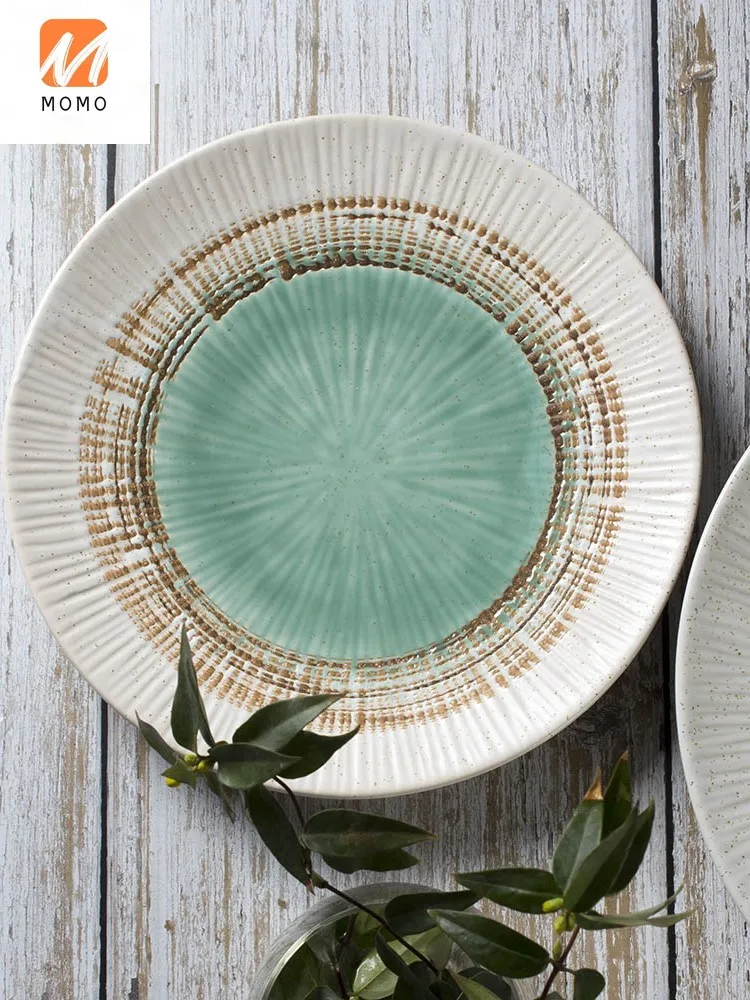 

Creative Plate round Large Ceramic Tableware Food Tray Personality Western Cuisine Plate Steak Plate