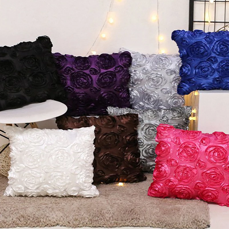 3D Роскошные розы чехлы на подушки с вышивкой цветочным узором плиссированная