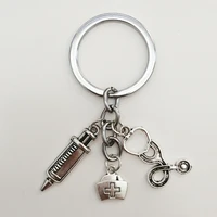 nurse medical key chain medical box needle syringe stethoscope cute key ring jewelry gift medical worker gift