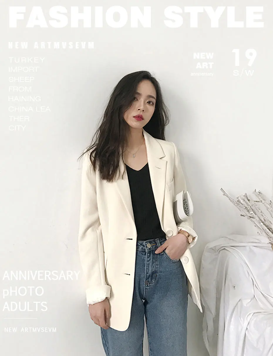 Casual Solid White Blazer Long Sleeve Women Blazers and Jackets Notched blazer mujer blaser feminino Suits Coats Female