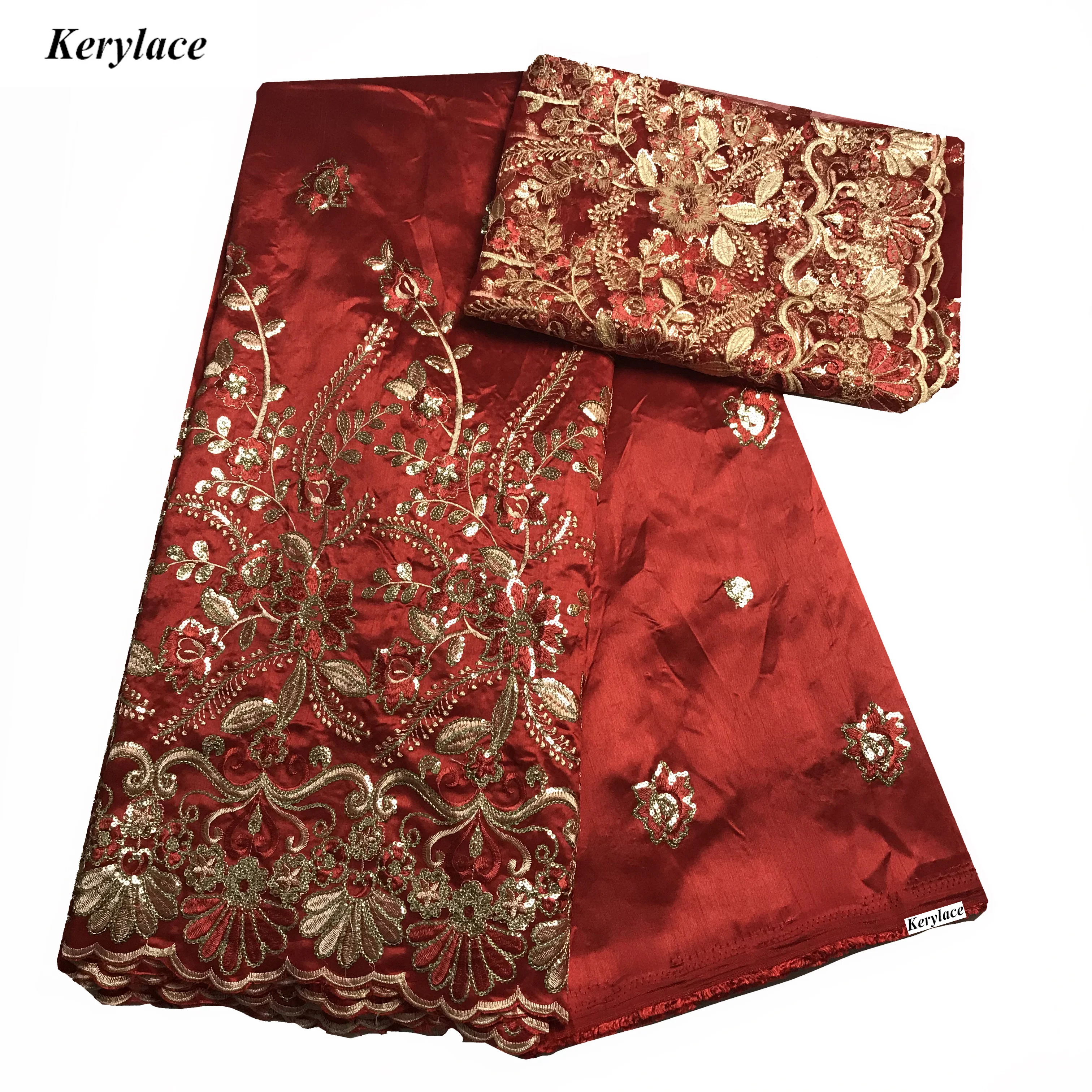 Кружевной шарф из 100% хлопка с блестками в африканском стиле красного цвета