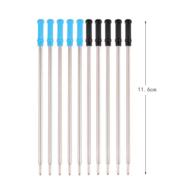 

10 pcs/lot Rotating Metal Pen Refill Special Ballpoint Pen Refill Rod Cartridge Core Ink Recharge Black Blue Ink 11.6cm