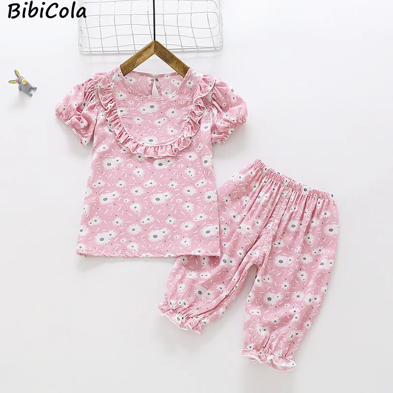 

Girls Clothes Children Pajamas Kids Clothes Set Sleepwear Toddler Homewear Cartoon Summer Pyjamas Short Sleeve Cotton Suit