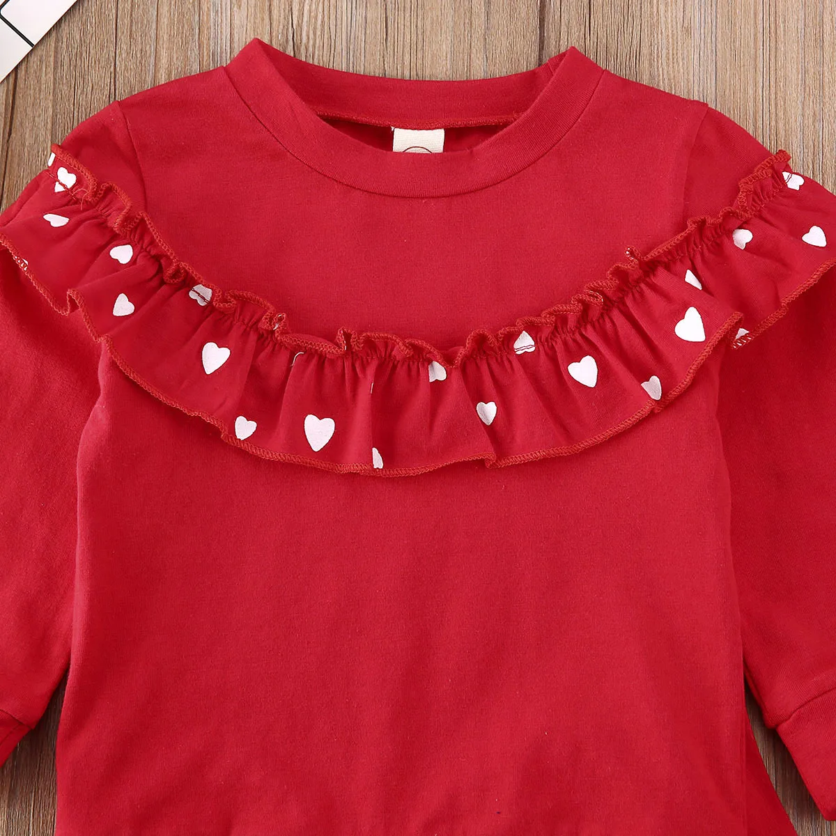 Блузка с оборками для маленьких девочек футболка длинным рукавом и штаны принтом