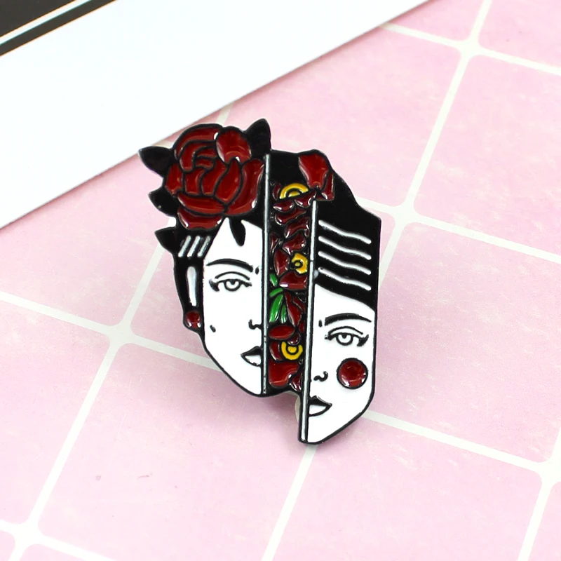 Женская эмалированная брошь на рюкзак с отворотом для лица Цветочная бижутерия