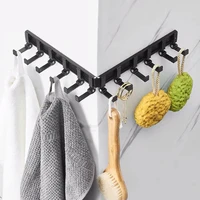 black silver foldable robe hook movable sliding bath towel row hook for bathroom accessories kitchen hanger toilet storage hook