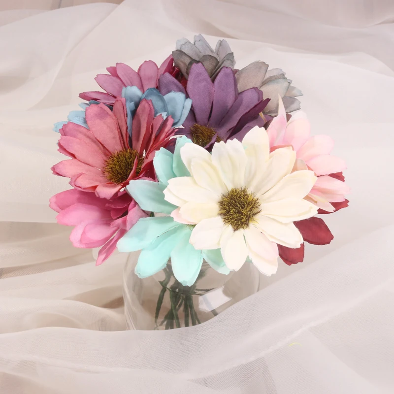 10 шт./лот 6 см Искусственный цветок ромашки в стиле ретро свадебное украшение