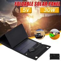 30W 5V Folding Solar Panel Monocrystalline Solar Solar Panel Charger Outdoor Mobile Phone Computer Lighting Emergency Charging