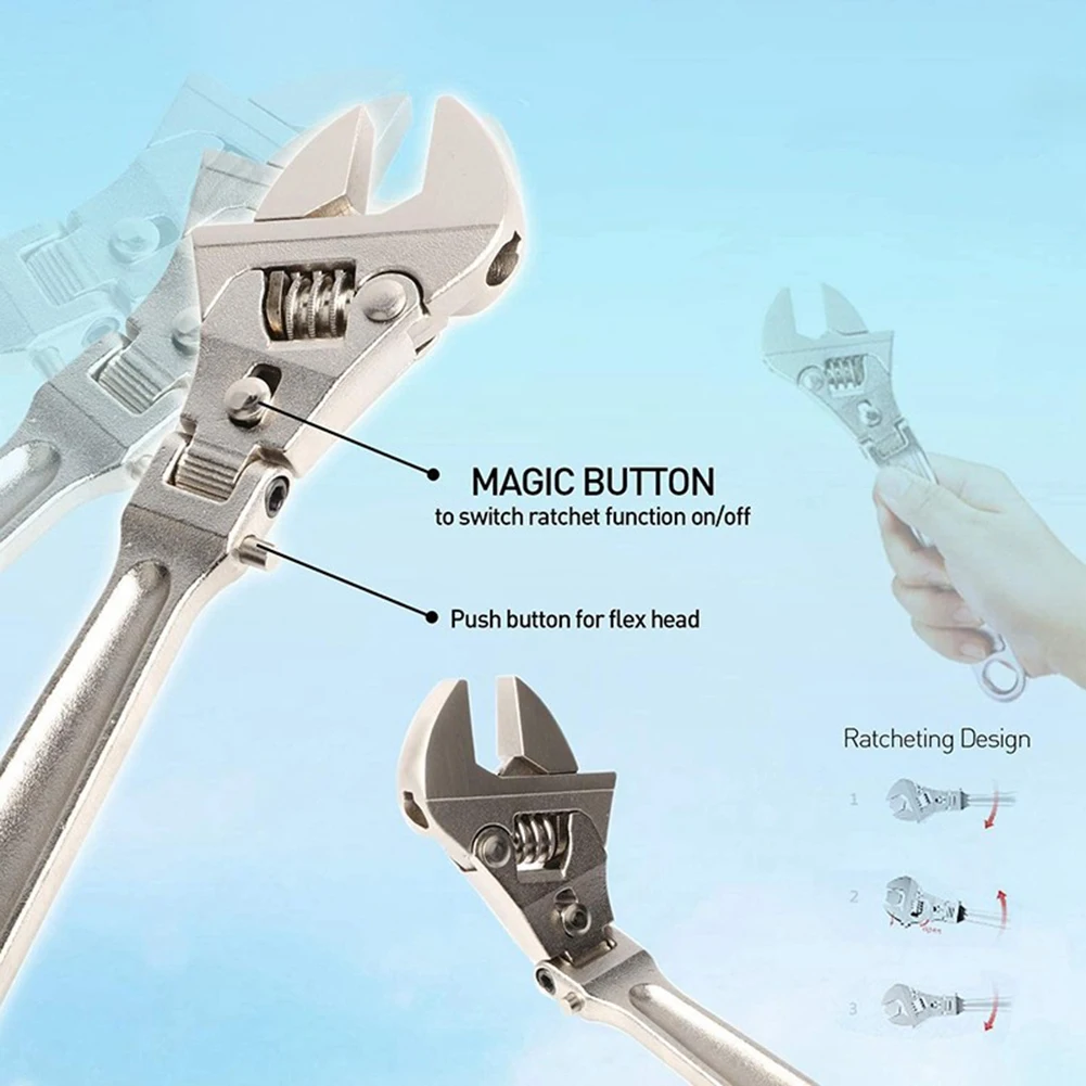 

Universal Adjustable Ratchet Wrench Foldable Handle Large Open Multifunctional Household Wrenches Spanner Plumbing Repairing