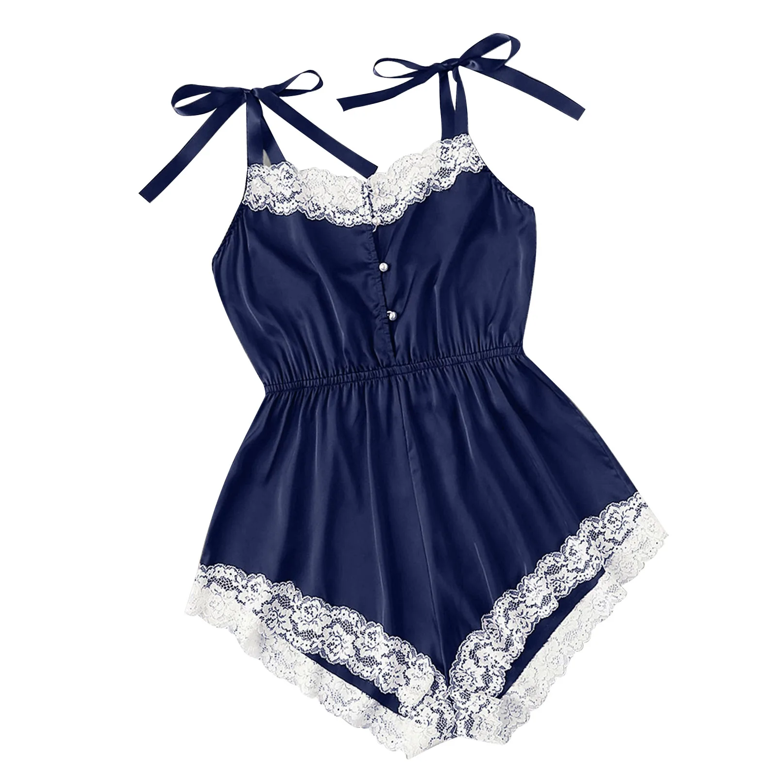 

Women Sexy Sleepwear Imitation Silk Satin Lace Bandage Underwear Ladies Nightwear Home Suit Summer New