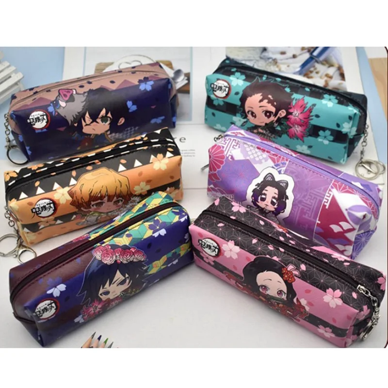 

Anime Demon Slayer: Kimetsu no Yaiba Pencil Bag Multi-functional Double Zipper Canvas Students Pencil Bag Wallet Storage Bag