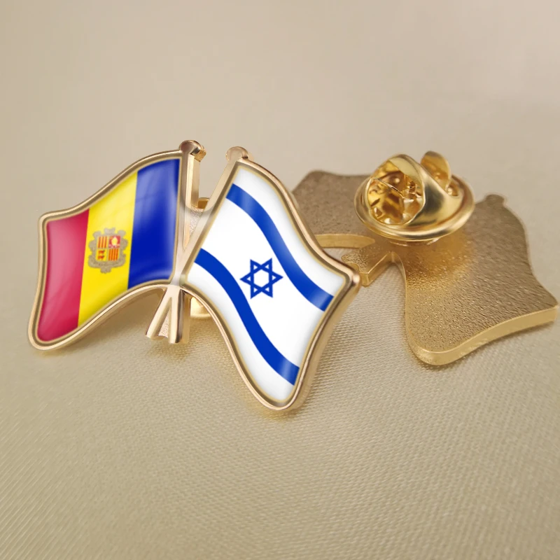 

Andorra and Israel Crossed Double Friendship Flags Lapel Pins Brooch Badges