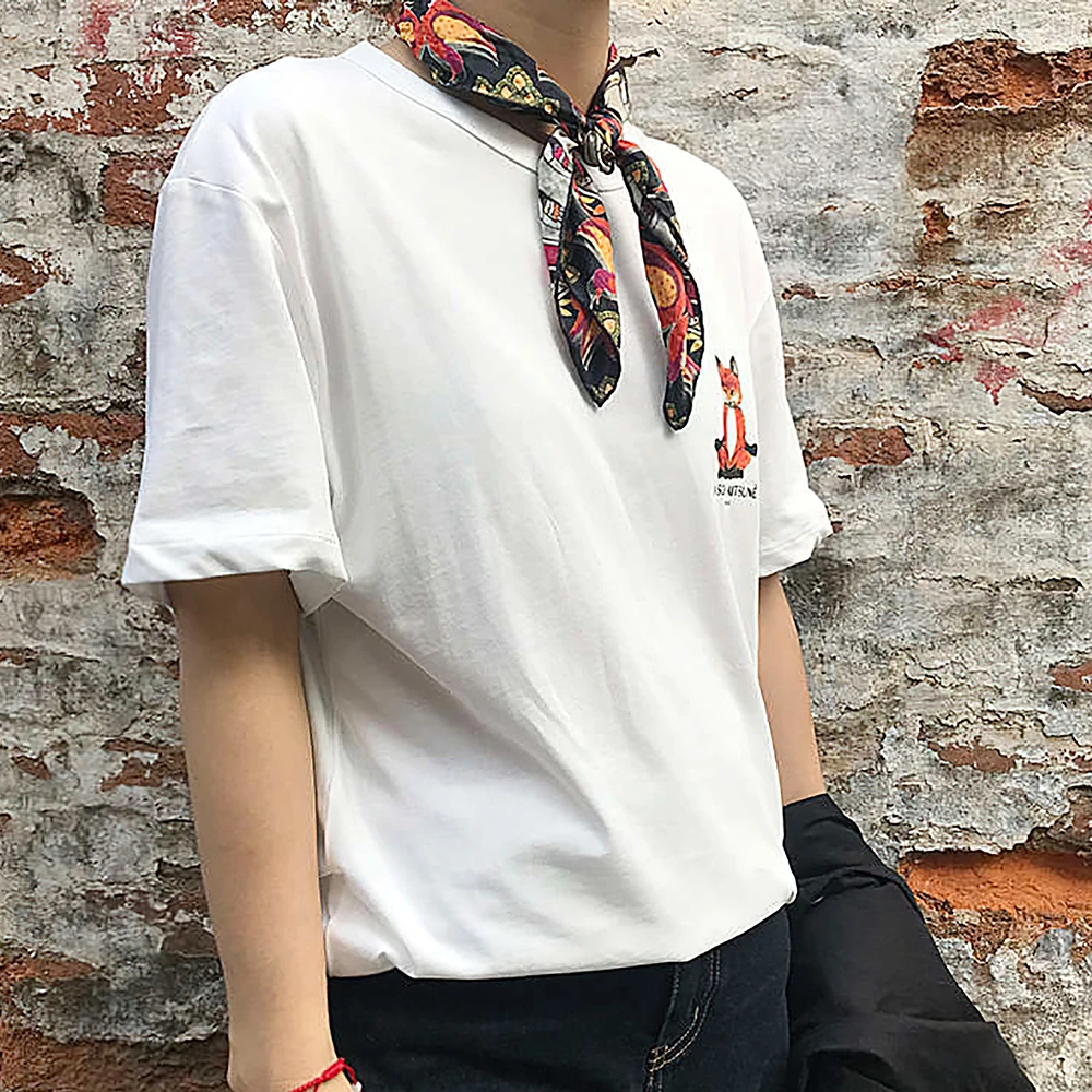 

Футболка Rowling женская с круглым вырезом, зеркальный хлопковый топ с принтом лисы для йоги, Классическая Повседневная рубашка, весна-лето, 2022