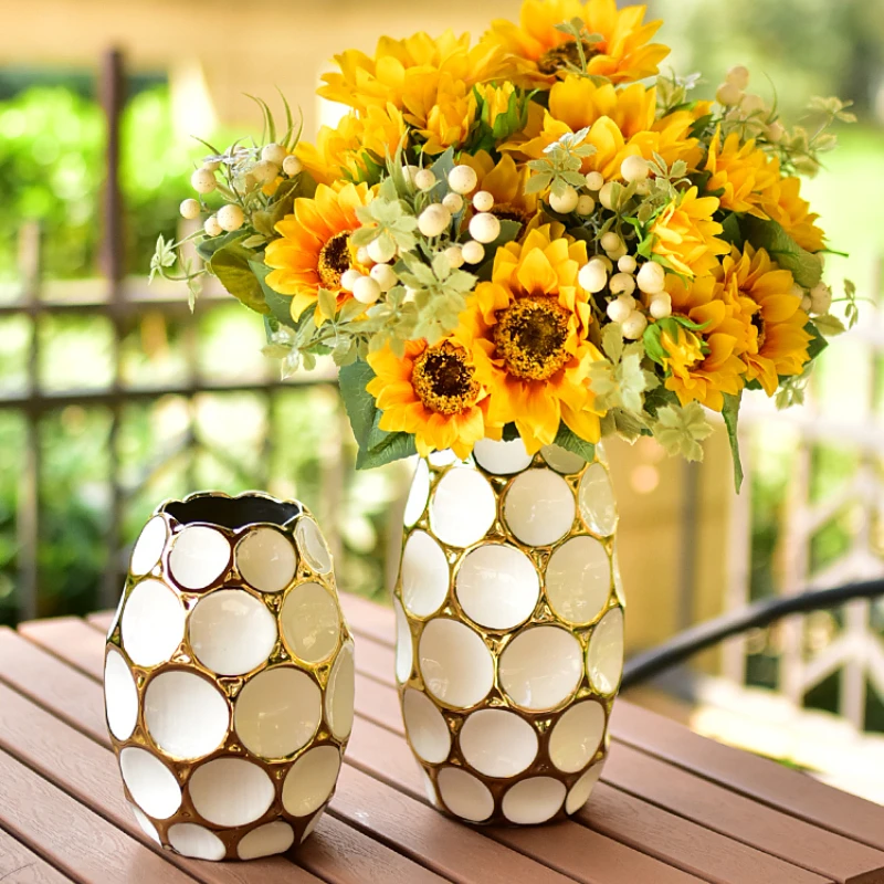 

Modern Light Luxury Vase Decoration Living Room Flower Arrangement American Ceramic Dry Flower Decoration Flower Pot
