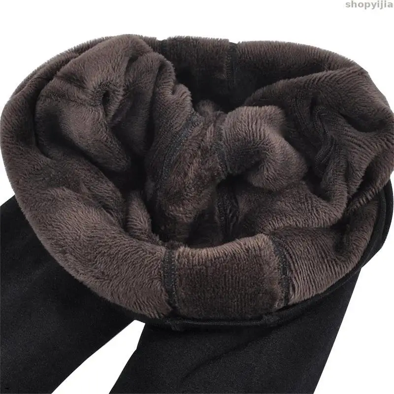 Флисовые сексуальные зимние леггинсы женские теплые черные с высокой талией