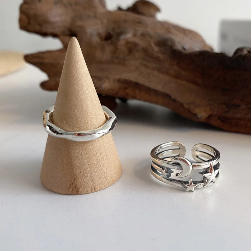 Женское кольцо с Луной Foxanry минималистичное из стерлингового серебра 925 пробы со