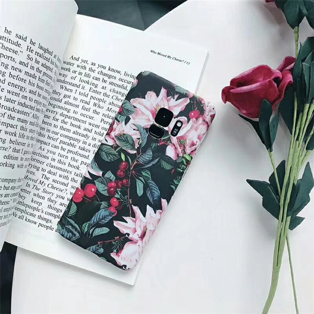 Matte Rose Phone Case For Samsung Galaxy S8 S9 Plus PC Hard Flower Cover Note 8 9 S7 Edge Luxury Shell Coque | Мобильные телефоны и