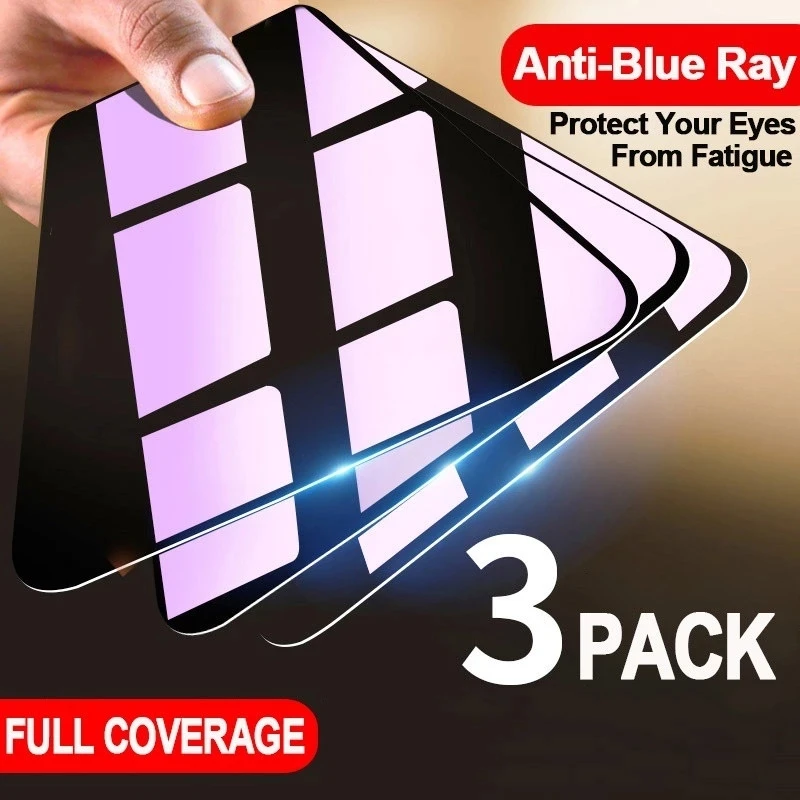 

1-3PCS Anti Blue Light Tempered Glass Screen Protector for IPhone 12 11 Pro Max Protective Film on Iphone X XS XR SE 6S 7 8 Plus
