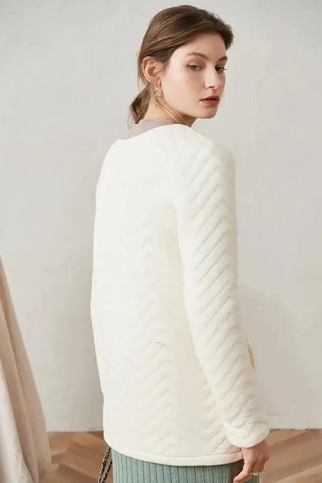 Женское пальто белая хлопковая куртка в форме бриллианта на осень и зиму