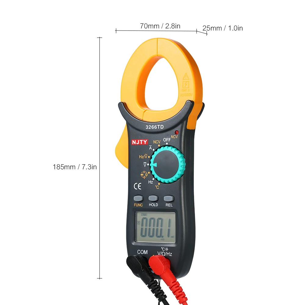 

NJTY Digital Clamp Meter 4000 Counts Auto Range Multimeter with NCV Test AC/DC Voltage LCD Diaplay Handheld Multimeter
