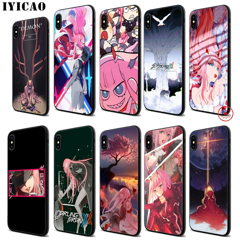 Мягкий Черный силиконовый чехол IYICAO Darling in the FranXX для iPhone 11 Pro Xr Xs Max X или 10 8 7 6 6S Plus 5