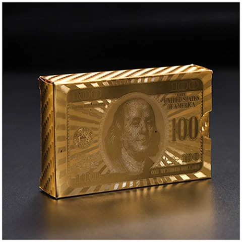 Gold Dollar 24K золотые карты для покера, роскошные золотые карты для покера, игральные карты, доллар, евро набор, пластиковые волшебные карты, водостойкие карты, волшебные - Цвет: Gold Dollar