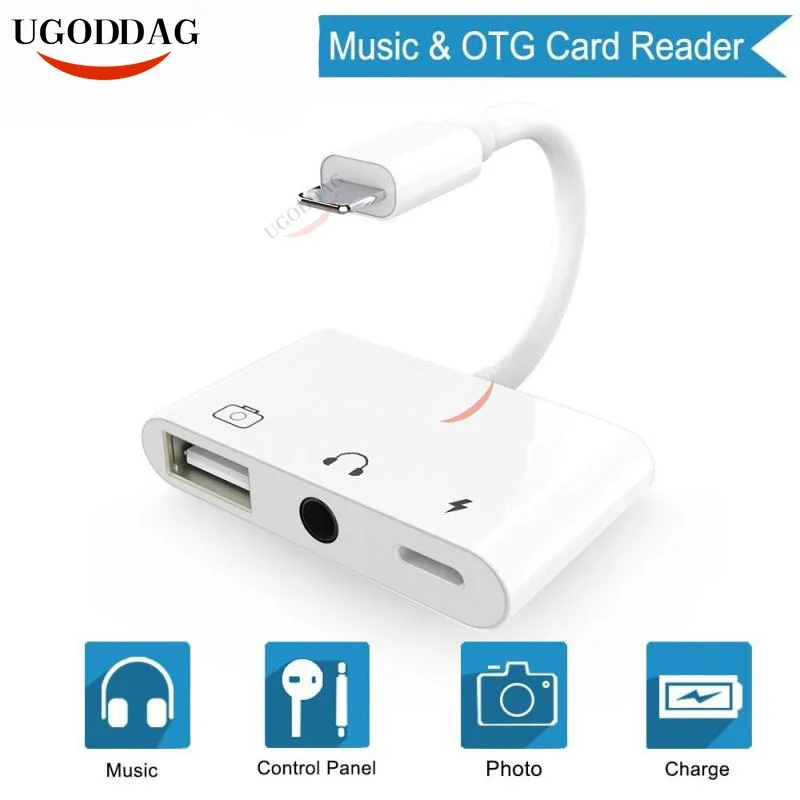 

Новый адаптер 3-в-1 для Lightning на аудио USB 3,0/2,0 3,5 мм устройство для чтения цифровой камеры OTG адаптер с преобразователем Интерфейса зарядки