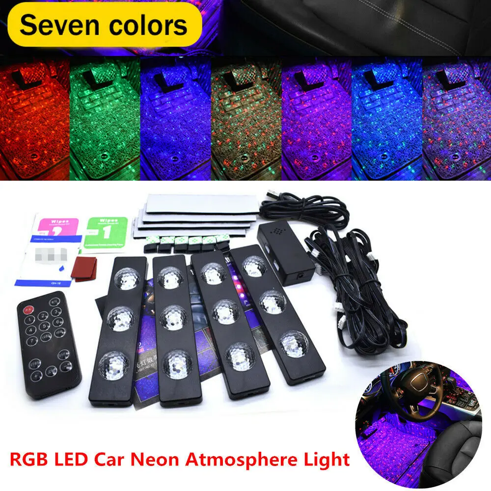 

LED RGB Car Atmosphere Lamp USB Wireless Lamp Star Light Multiple Modes Automotive Interior Ambient Decorative Party Lights
