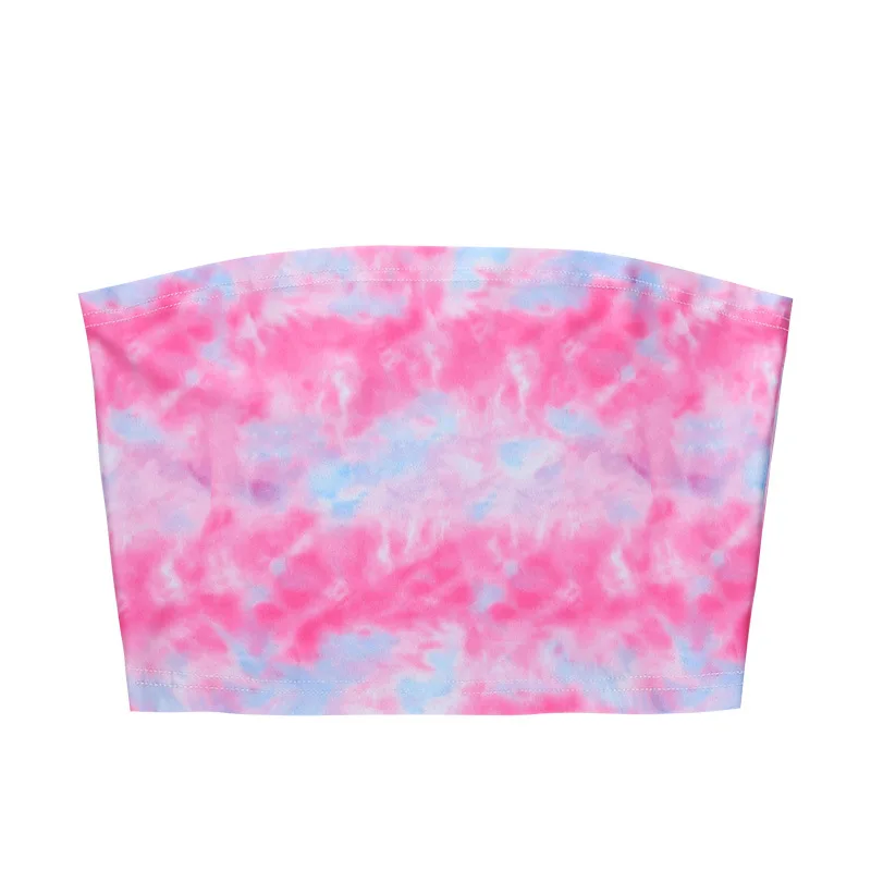 

Women's Tube Top Sexy Beautiful Crop Tops Women 2021 Summer Without Straps Ladies Backless Strapless Tie Dye Top for Girls