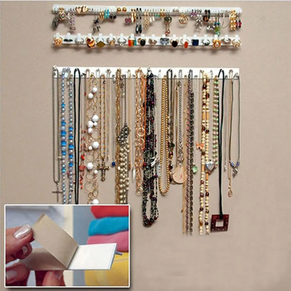 

9-in-1 Jewelry Hooks Adhesive Wall Mount Plastic Practical Jewelry Storage Set for home