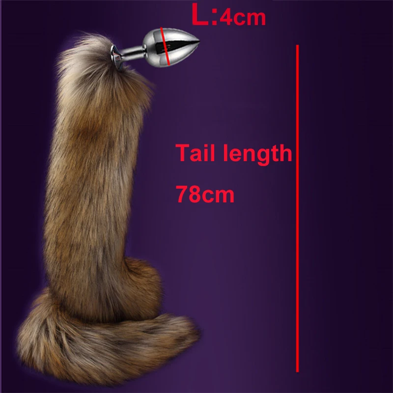 78cm Super Long Fox Tail Anal Plug Faux Fur Tail Metal Butt Plug Cosplay Role Adult Novelty Anal Beads Sex Toys For Man Women images - 6