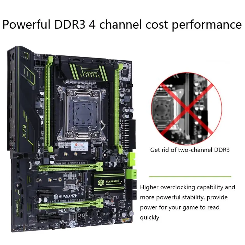 

Huananzhi X79 Motherboard LGA2011 ATX USB3.0 SATA3 PCI-E NVME M.2 SSD Support REG ECC Memory and Xeon E5 Processor