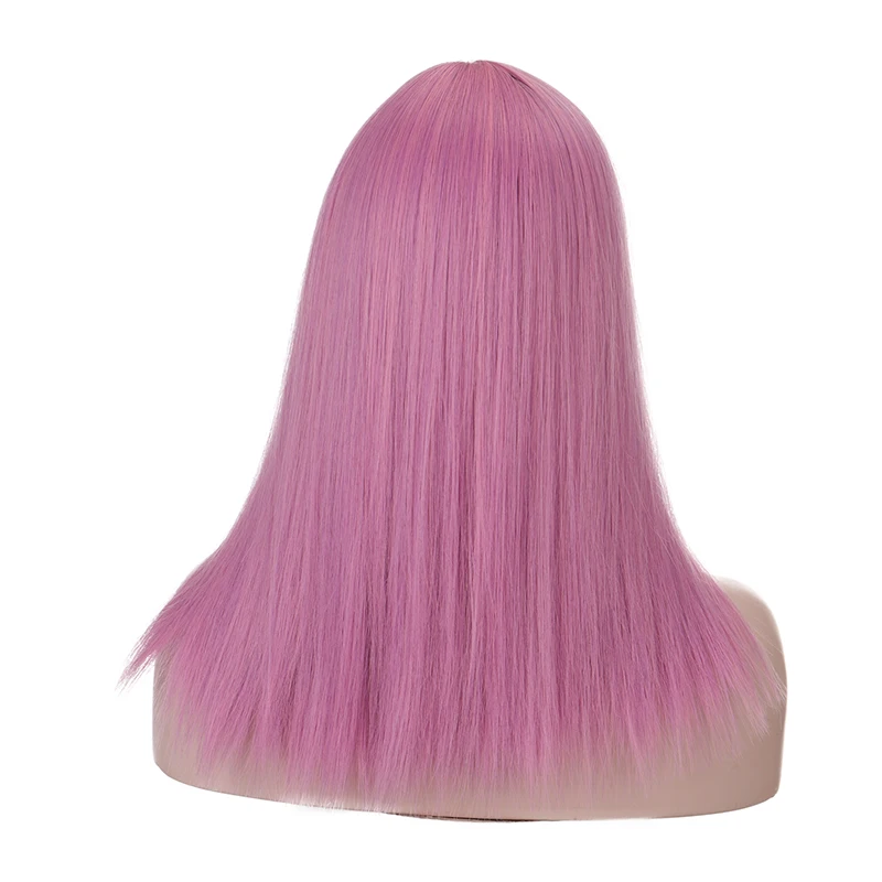 

XUANGUANG Synthetic Hair Wig With Bangs Long Straight Hair 45CM Female Long Straight Hair Heat-Resistant Pink Wig Female