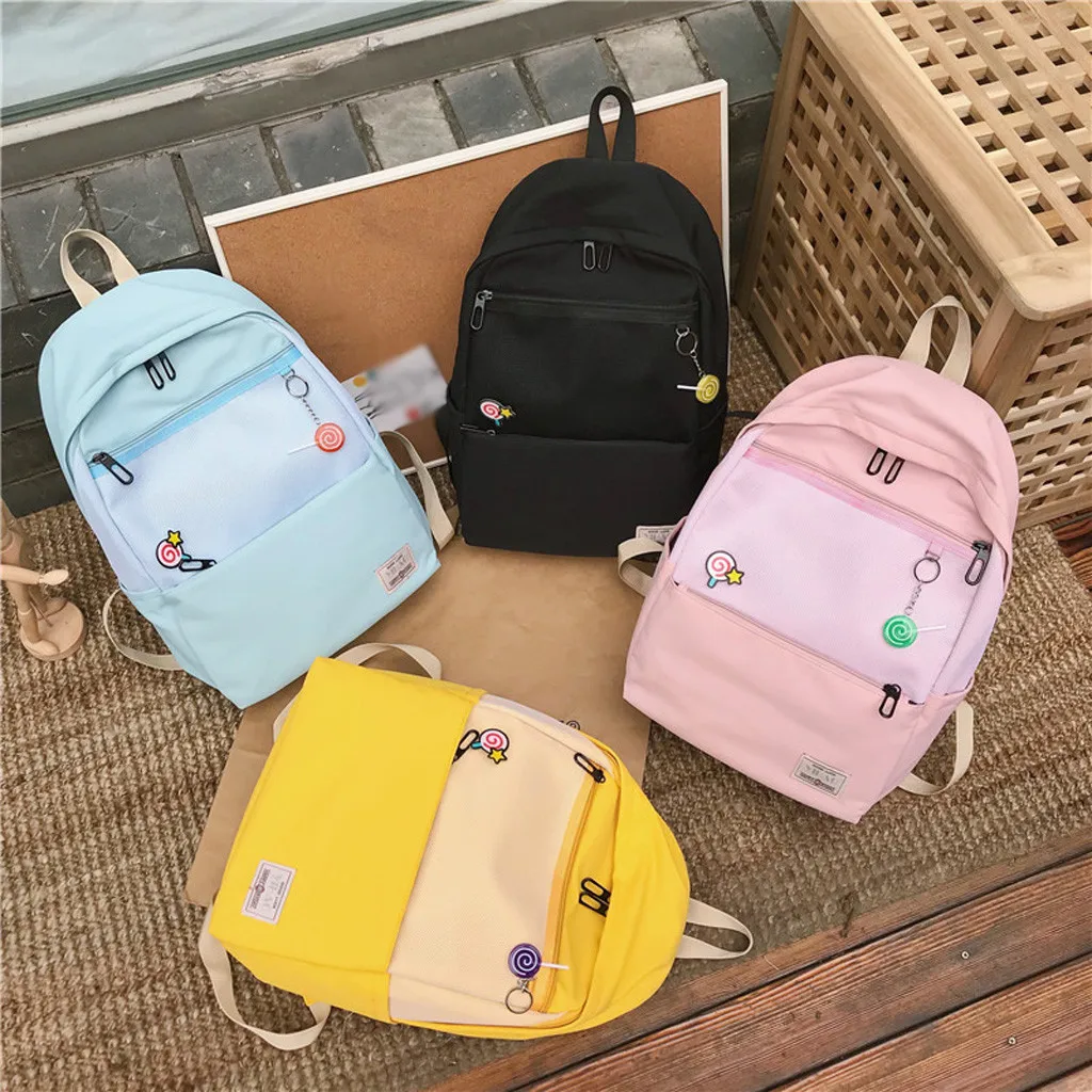 Нейлоновый рюкзак для женщин одноцветная дорожная сумка большая на плечо