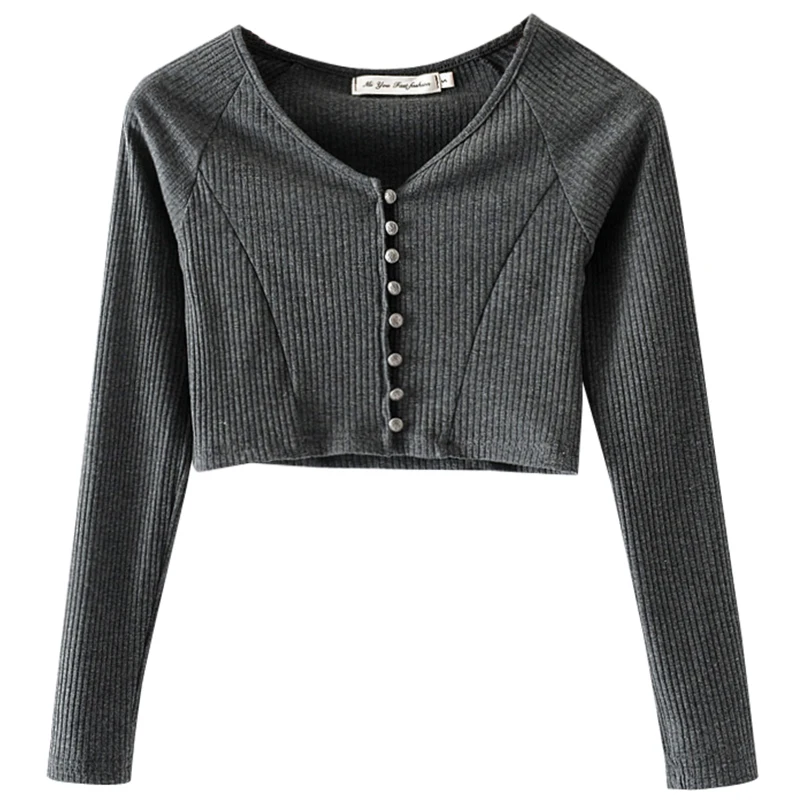 2019 Новая модная женская одежда осенняя футболка с длинным рукавом сексуальная