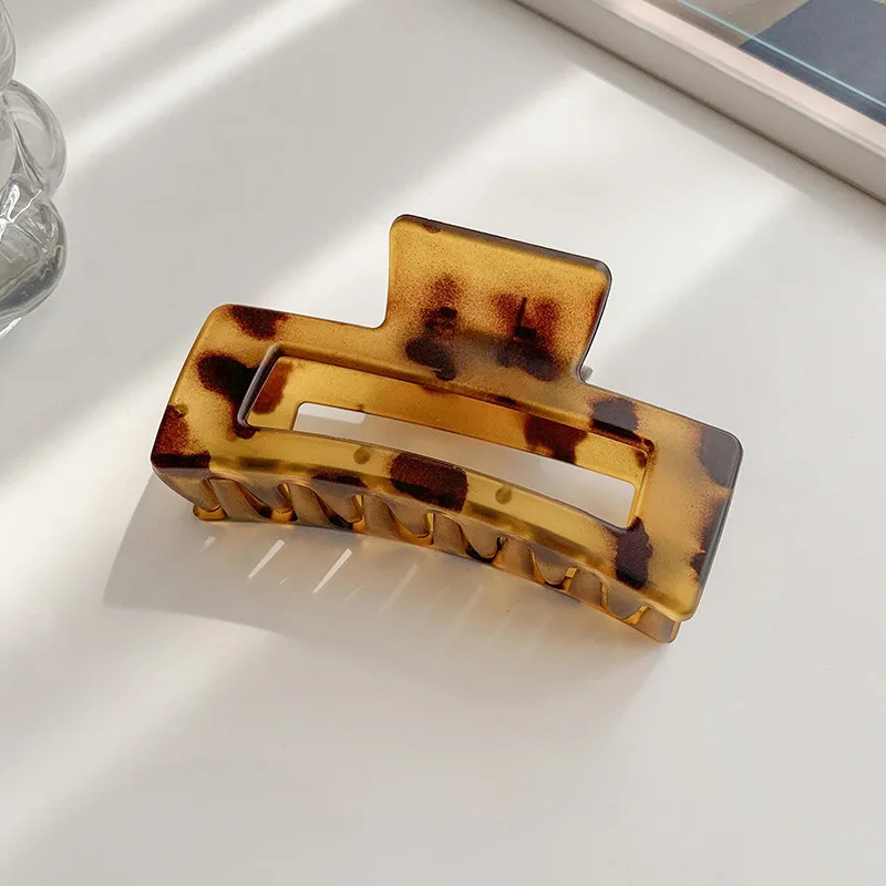 

Women Hair Claws Crab Soild Color Hair Clips Rectangle Resin Plastic Geometric Hairpins Girl Decoration Gift Hair Accessories