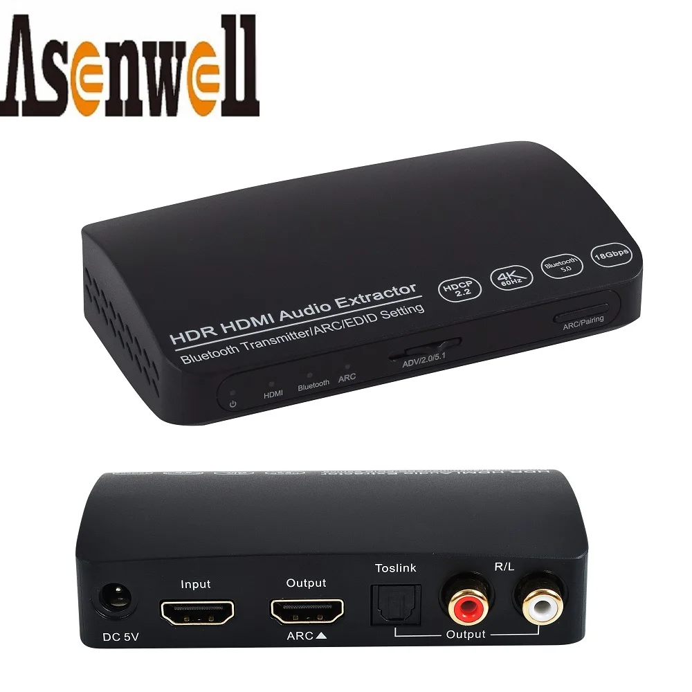 

Преобразователь HDMI в HDMI L/R SPDIF Toslink 5,1 ARC HDCP 2,2 4K60Hz EDID HDR Видео Аудио Отправитель HDMI аудио экстрактор