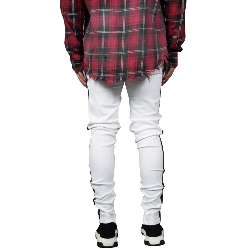 

Men's Sexy Hole Jeans Pencil Pants Casual Spring Autumn Male Ripped Skinny Trousers Slim Biker Outwears Hip Hop Pants