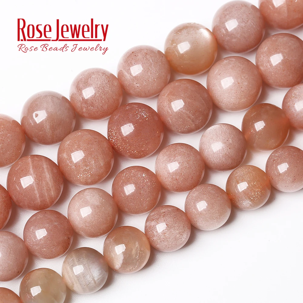 AAAAA Quality Natural Sunstone Quartz Peach Round Loose Beads 15