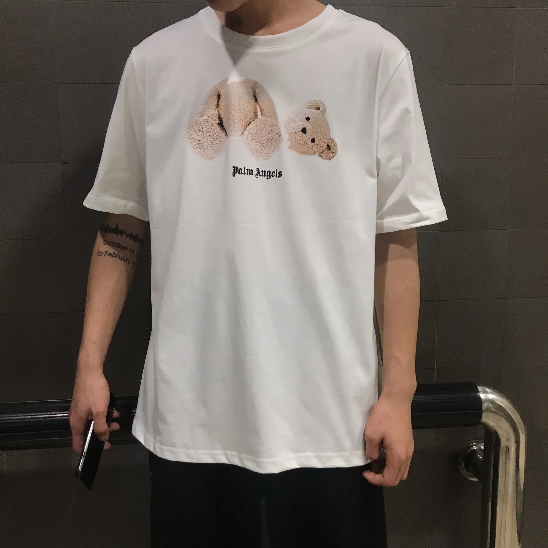 

short-sleeved Palm Angels decapitated bear doll letter printing men and women all-match loose T-shirt 25184850